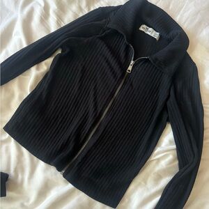 Hollister Black Bomber Jacket with Stand-Up Collar